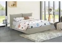 Letto matrimoniale Tiziana, Letto contenitore con rivestimento in tessuto, Made in Italy, Apertura frontale, adatto per materasso cm 160x190, Beige