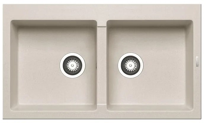Lavello integrato 2 vasche in granito beige PYRAMIS Athlos L 50 x L 86 cm