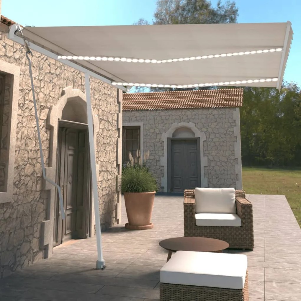 Tenda Automatica Con Sensore Vento E Led 350x250 Cm Crema /