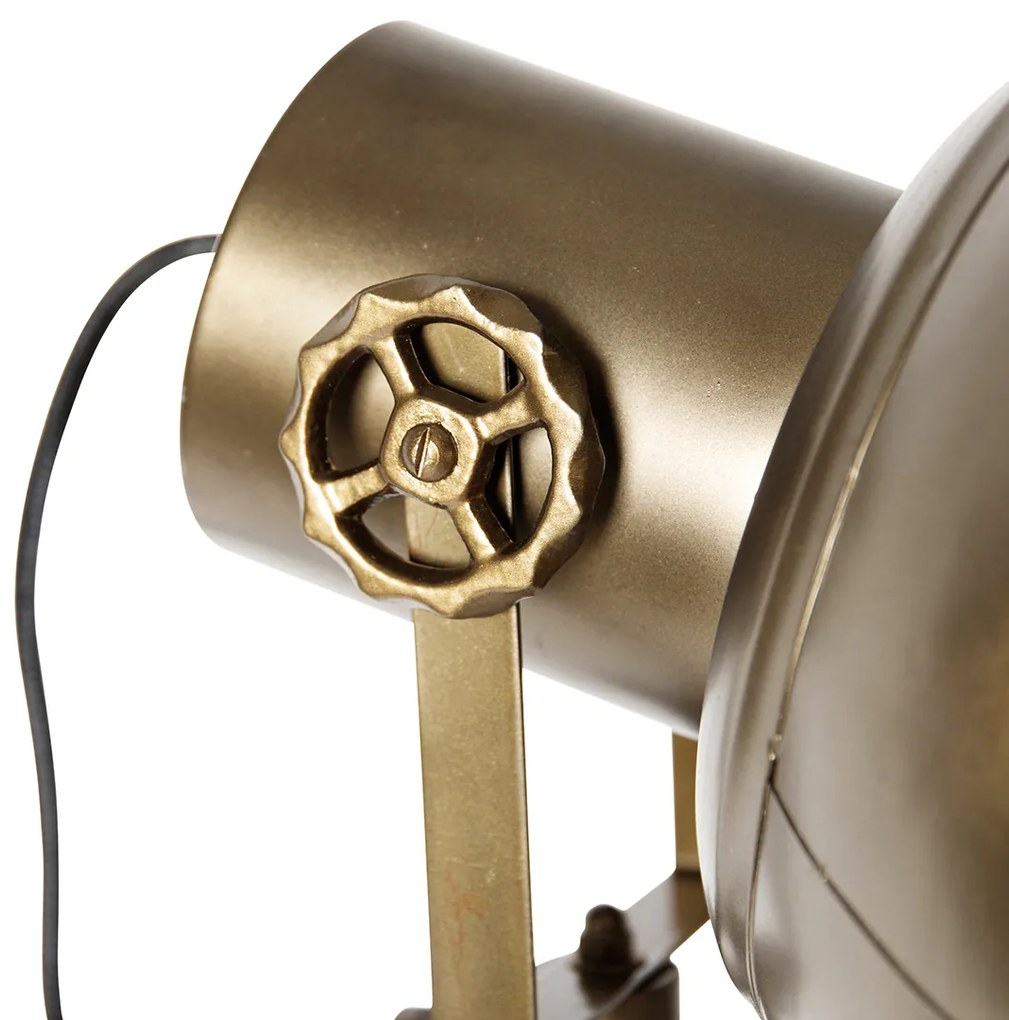 Lampada da terra a treppiede industriale bronzo con legno - Mangoes