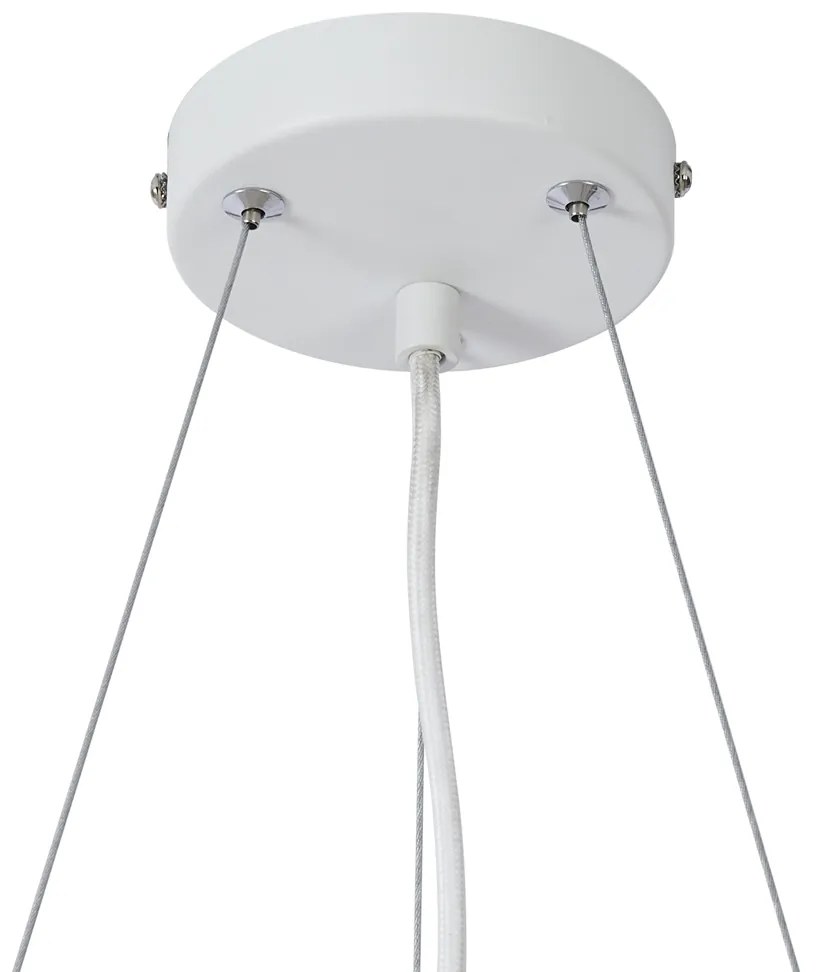 Lampada a sospensione moderna con stampa legno e 6 luci bianche - Jeana Circle