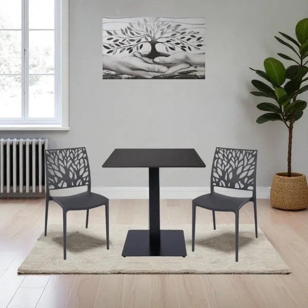 Sedia per interno o esterno impilabile Antracite - ALEA 2 sedie