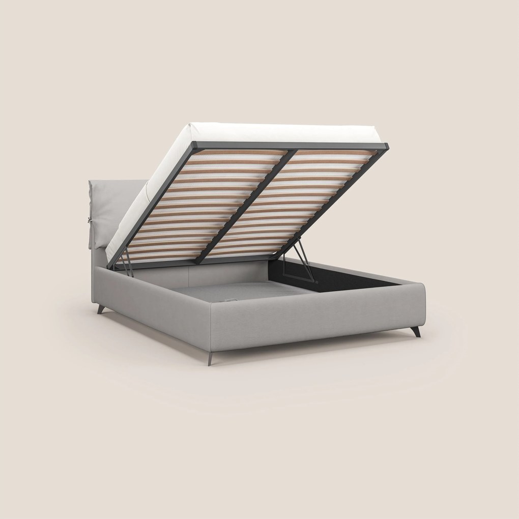 Susan letto imbottito contenitore completamente sfoderabile in microfibra smacchiabile T11 grigio chiaro