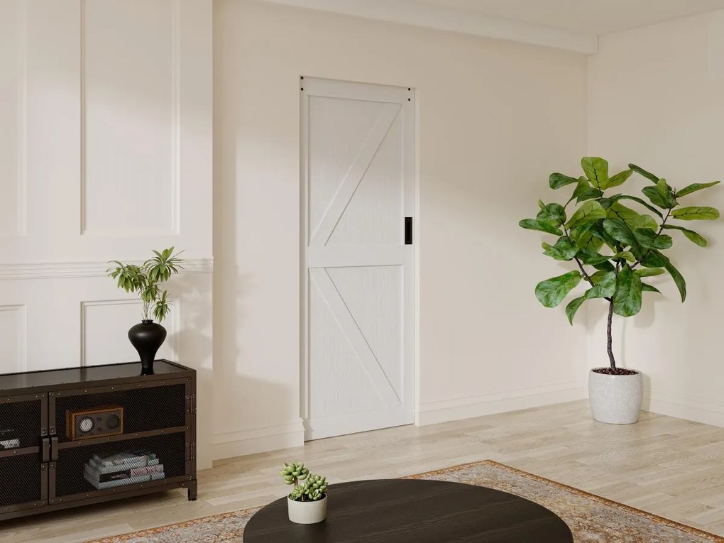 Porta scorrevole con sistema a incasso H205 x 83 cm in Legno e MDF Bianco - NEFARA