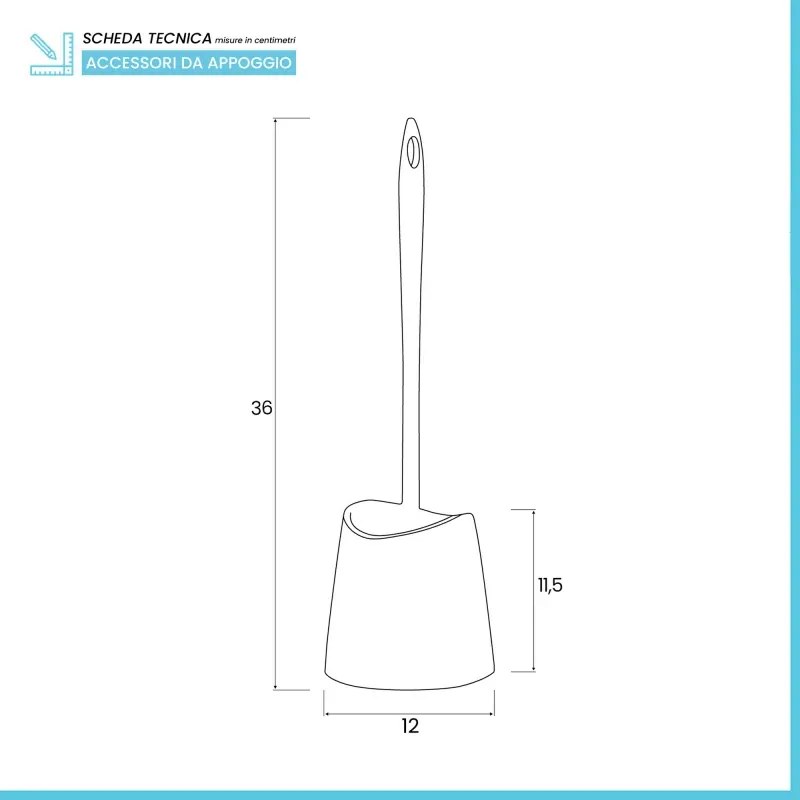 Portascopino wc da appoggio tortora in abs con setole nere