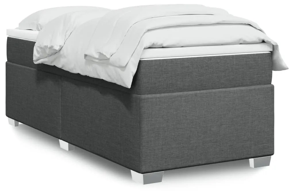 Giroletto A Molle Con Materasso Grigio Scuro 90x190 Cm Tessuto /