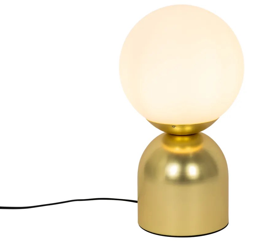 Lampada da tavolo Pallon Trend oro con vetro opalino