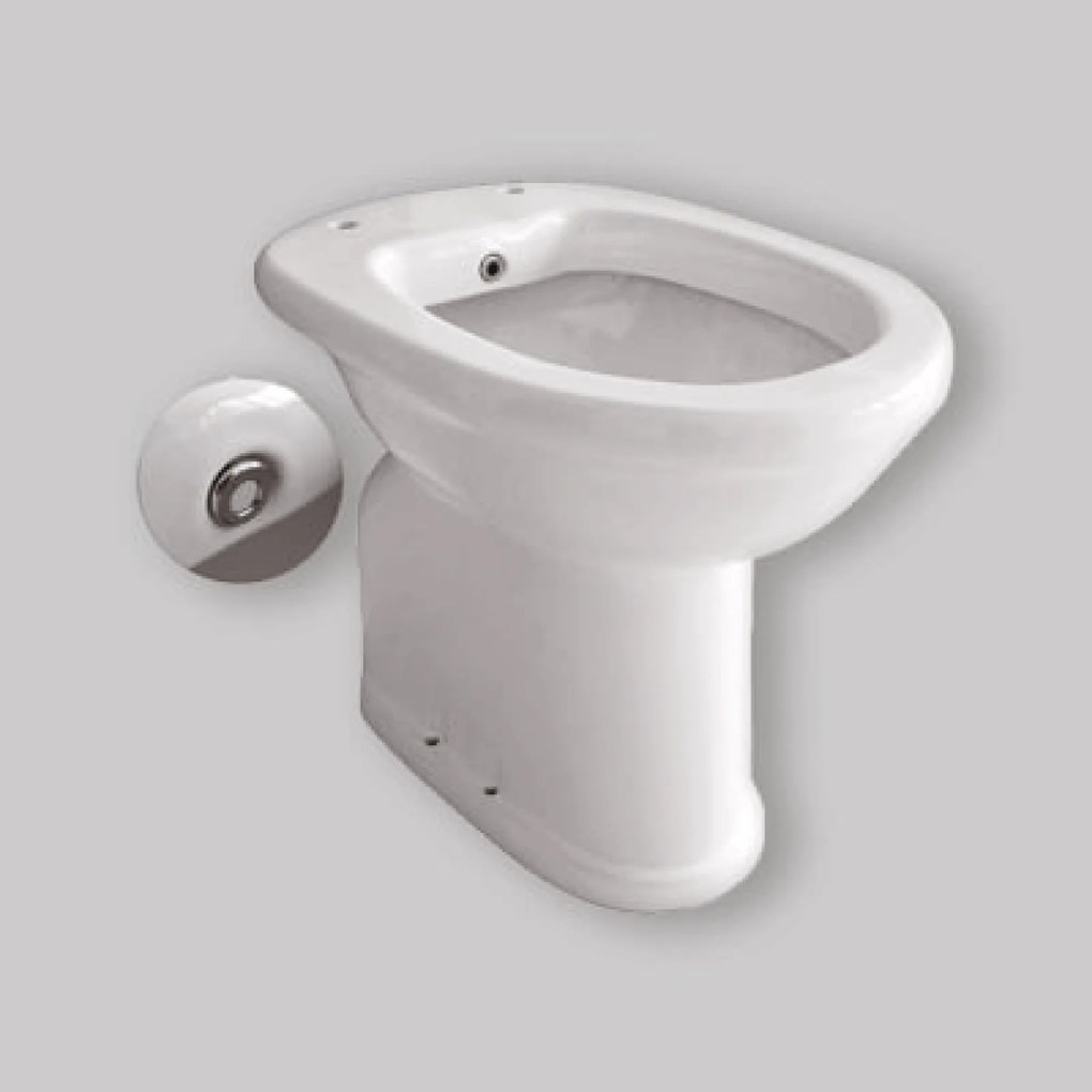 Vaso/Bidet a Terra Con Scarico a Parete Bianco Lucido