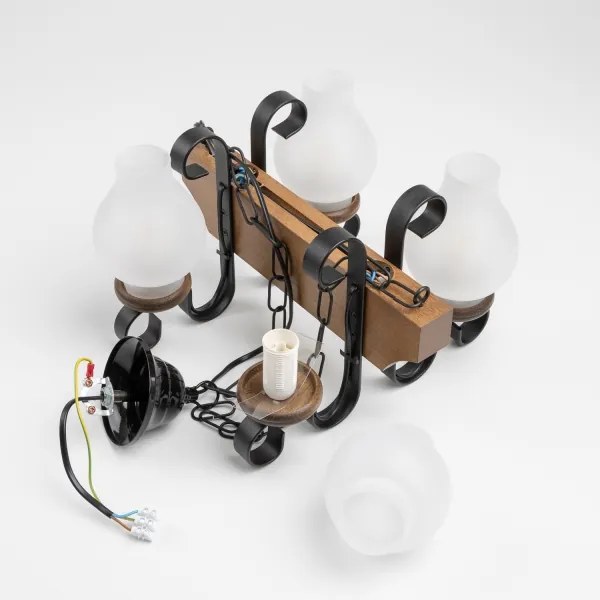 Brilagi - Lampadario a sospensione con catena QUEEN 4xE14/40W/230V faggio/noce