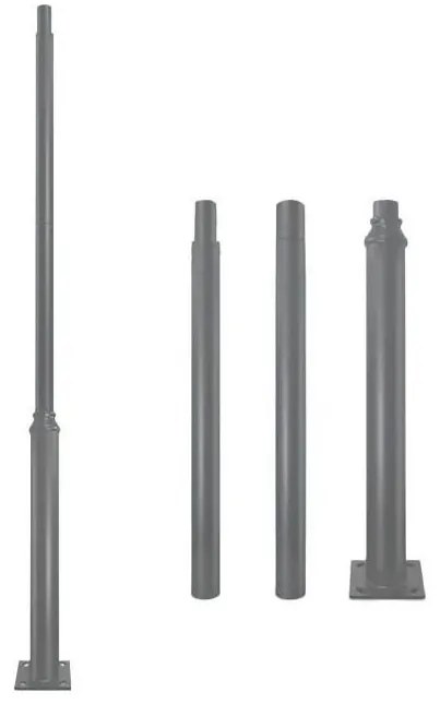 Asta metallica per palo d'illuminazione esterna BASE 3 m grigia