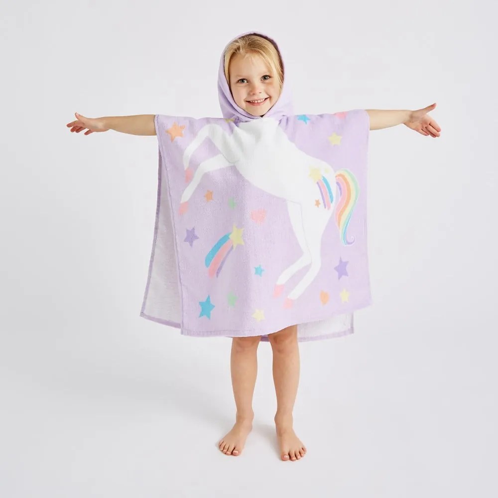 Poncho per neonato in cotone viola Unicorn - Catherine Lansfield