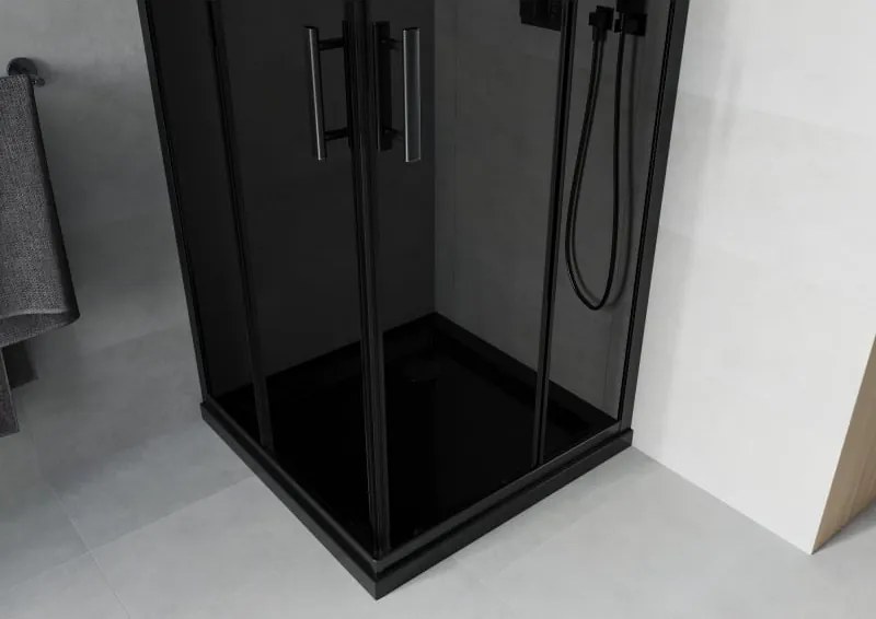 Mexen Rio cabina doccia quadrata 80 x 80 cm, grafite, nero + piatto doccia Flat, nero - 860-080-080-70-40-4070B