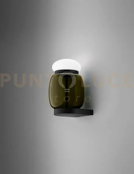 Faro applique a parete s verde antico bianco montatura nero opaco 2...