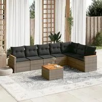 Set Divano da Giardino 8 pz con Cuscini Grigio in Polyrattan 3258441