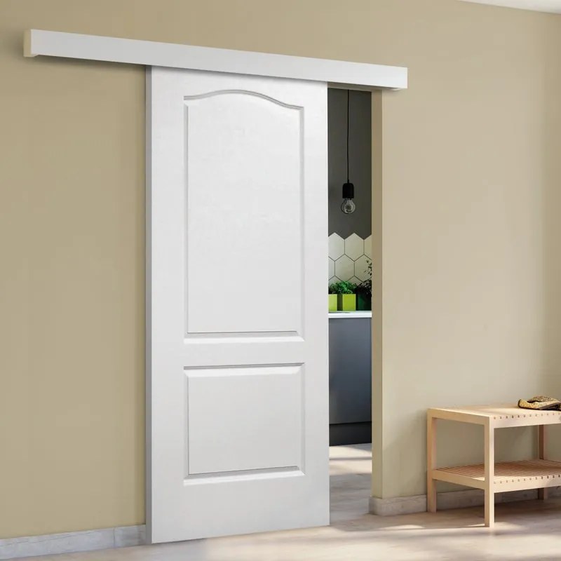 Porta scorrevole Ipanema in alluminio bianco, L 93 x H 212 cm, con binario Atelier bianco Reversibile