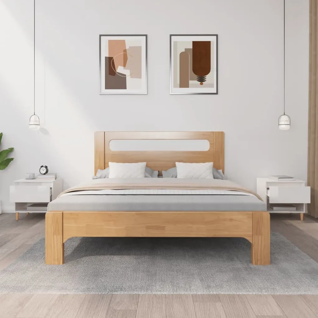 Comodini 2 pz bianco lucido 50x46x50 cm in legno multistrato
