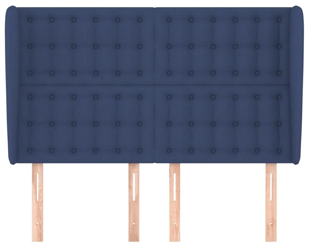 Testiera ad orecchio blu 147 x 23 x 118/128 cm in tessuto