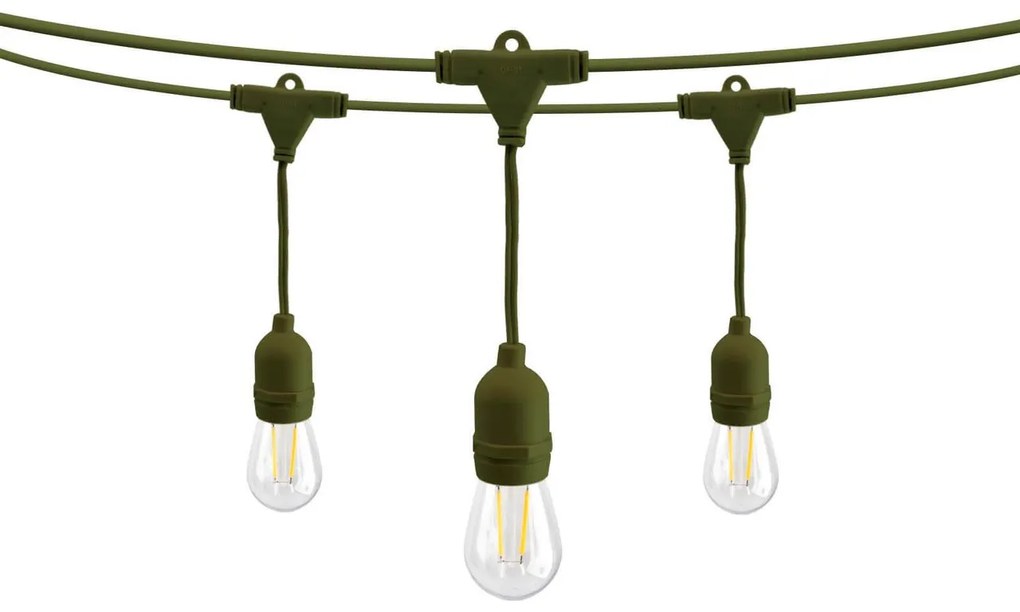 Catenaria da 10m con 10 Portalampada E27 Verde