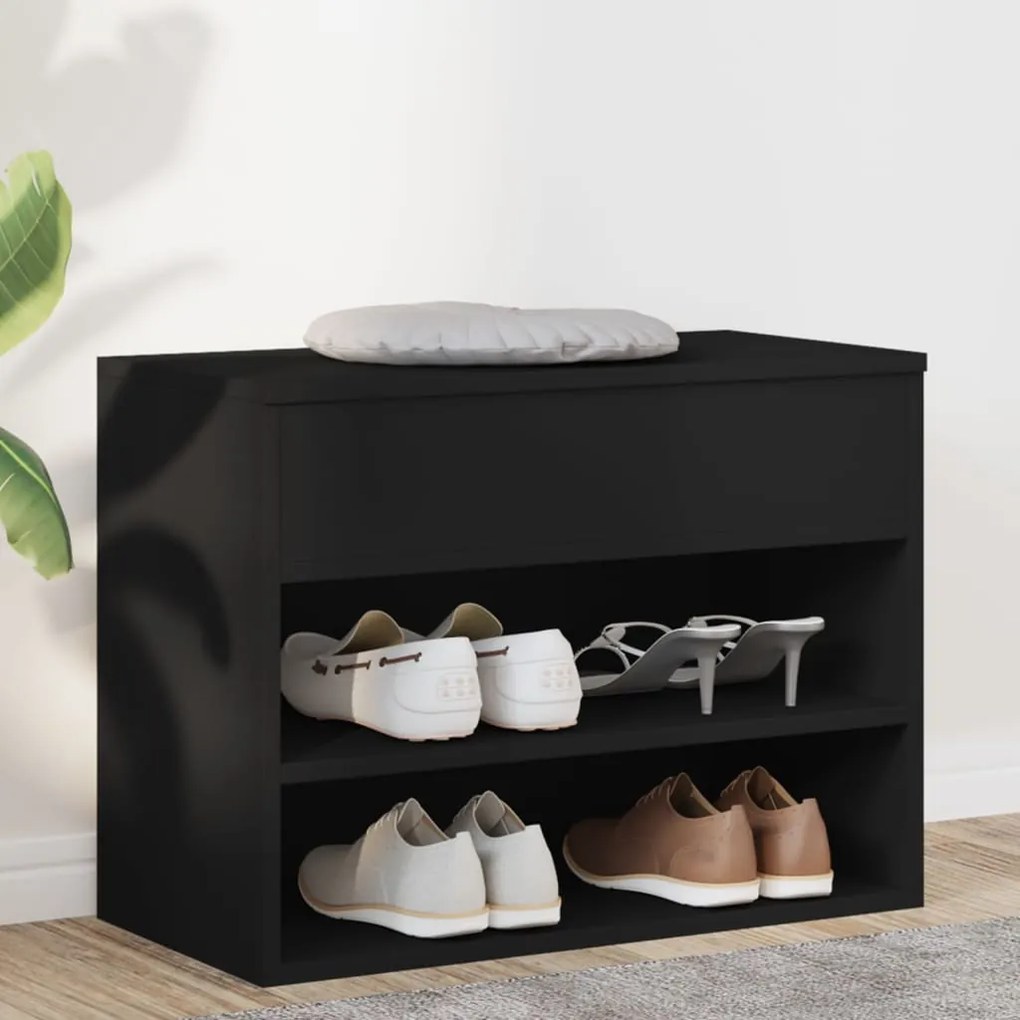 Panca Portascarpe Nera 60x30x45cm İn Truciolato /