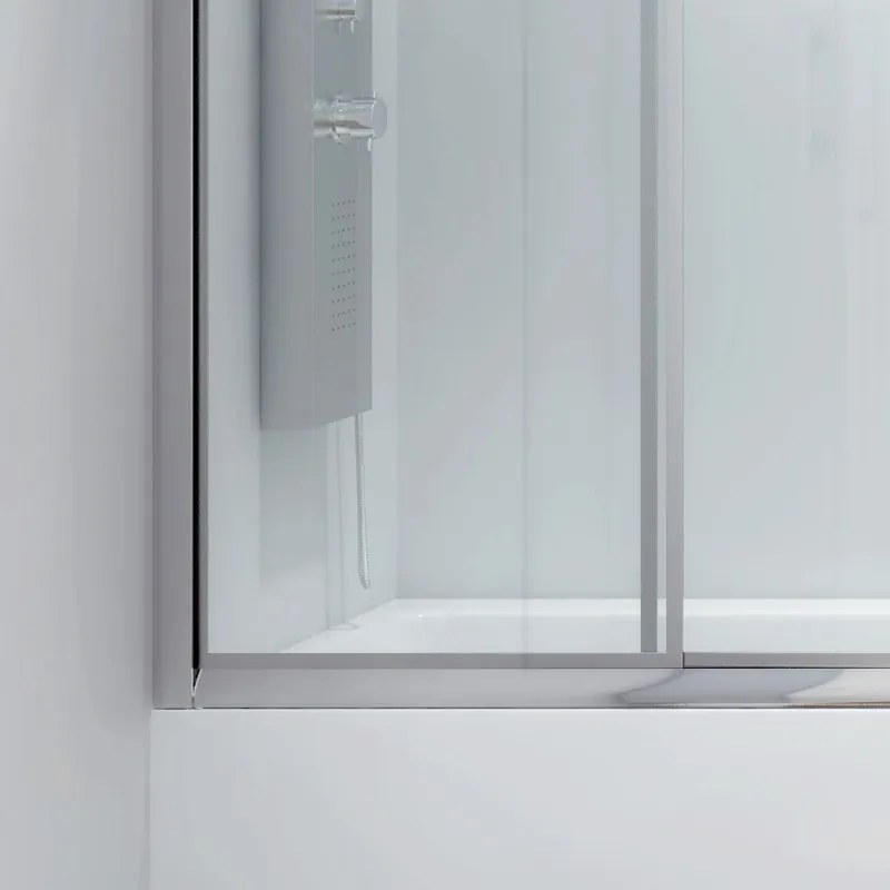 Box per vasca da bagno 160cm con due ante scorrevoli e una fissa P2000 - KAMALU