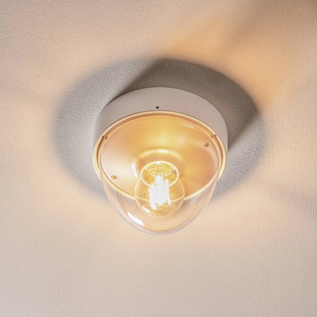 Nowodvorski Lighting Plafoniera Nook con paralume trasparente, bianco/oro