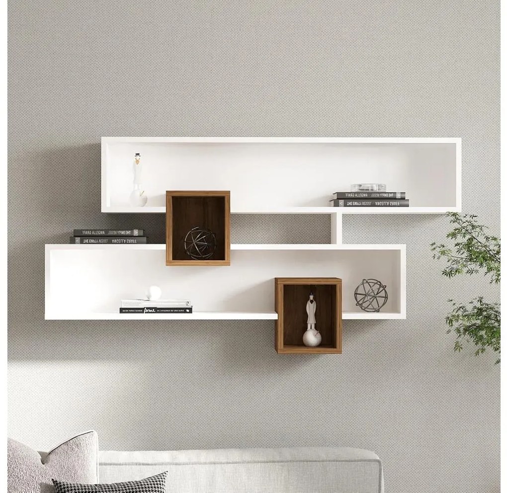 Mensola a parete KAREN 120x72,2 cm bianco/noce