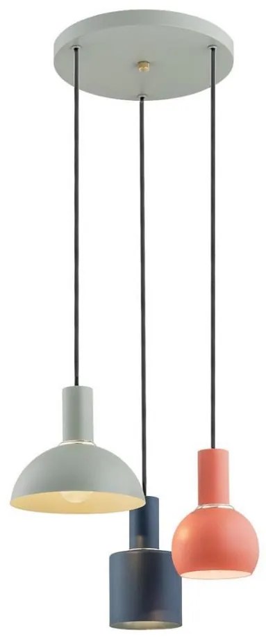 Argon 1479 - Lampadario a sospensione con filo SINES 3xE27/15W/230V verde/blu/arancione