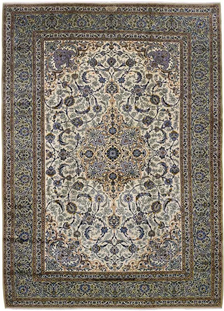 Kashan Tappeto persiano 400 x 290 Verde (Iran) Annodato A Mano