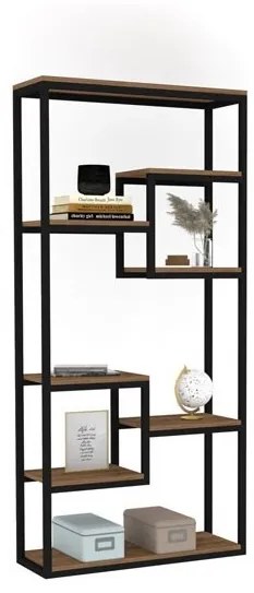 Libreria A Parete Stile Industrial In Ferro Con Ripiani Effetto Legno Rovere Emina