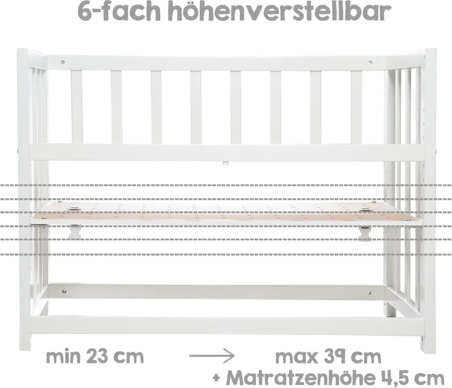 Culla bianca con altezza regolabile e per co-sleeping 90x45 cm Woodland Buddies – Roba