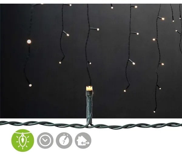 Nedis CLLC360 - Cortina luminosa a LED per esterni 360 LED/7 funzioni 14 m IP44 bianco caldo