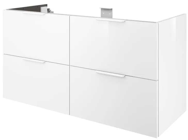 Mobile da bagno sotto lavabo Neo bianco laccato lucido L 120 x H 64 x P 48 cm 4 cassetti, lavabo non incluso