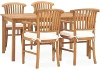 Set da Pranzo da Giardino 5 pz con Cuscini in Legno di Teak 3060024