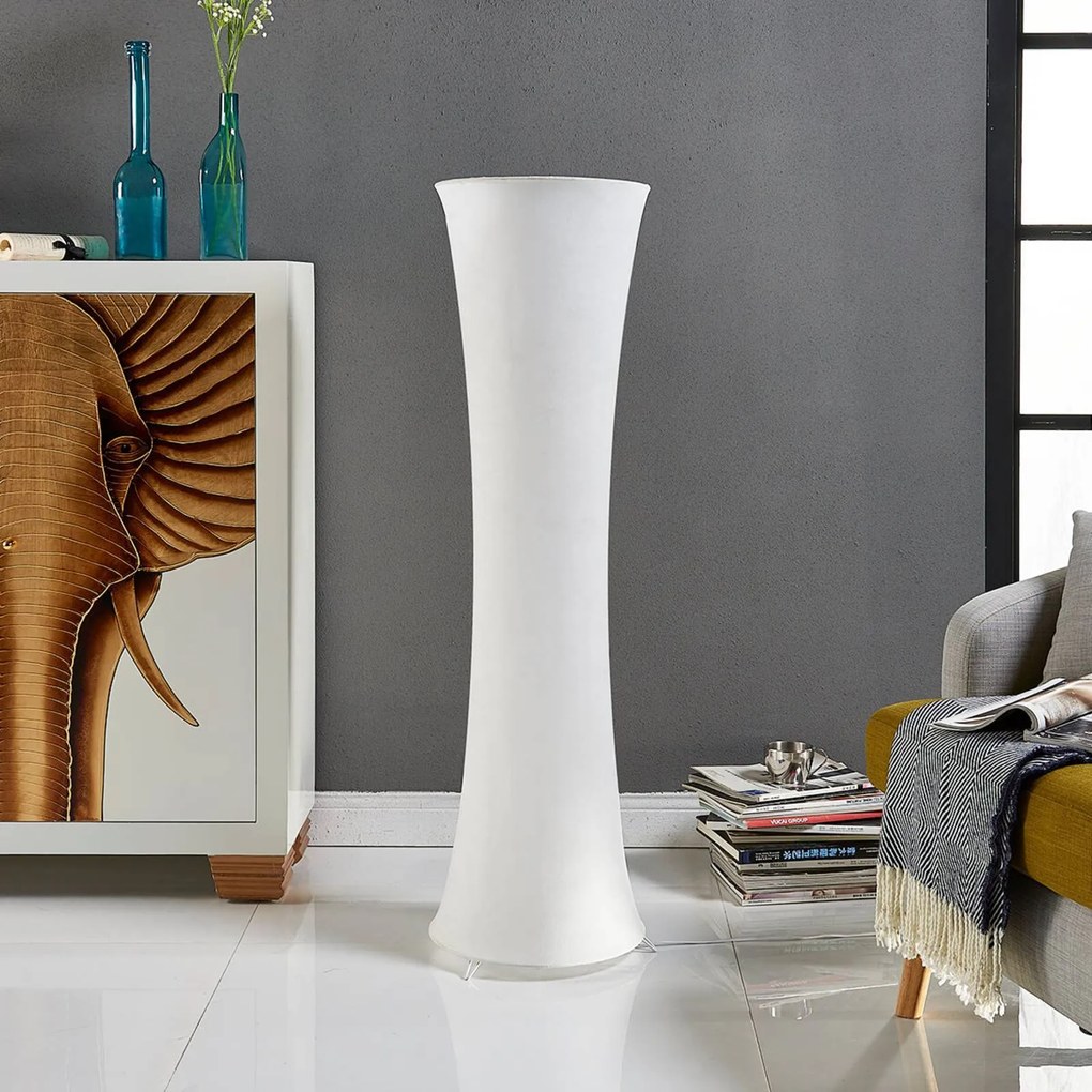 Lampada da terra Liana Lindby, Bianco / Opale, Soggiorno / Sala da pranzo, Tessuto / Stoffa / Seta, Moderno, Lampada da terra