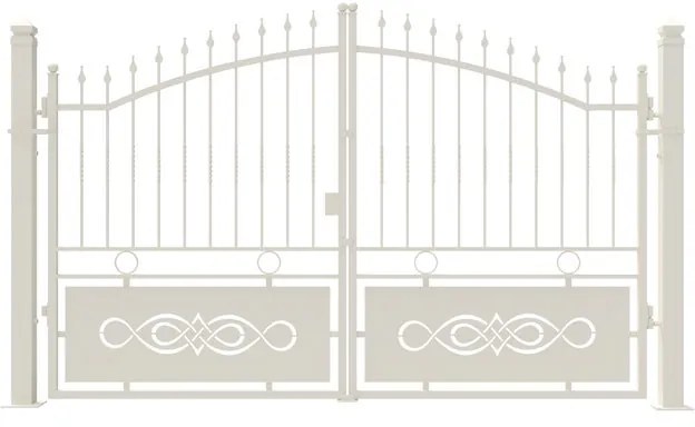 Cancello manuale elettrico Lavaredo in ferro, apertura centrale, L 308.5, H 165-195 cm, di colore bianco
