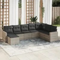 Set Divano da Giardino 8pz con Cuscini Grigio Chiaro Polyrattan 3251699