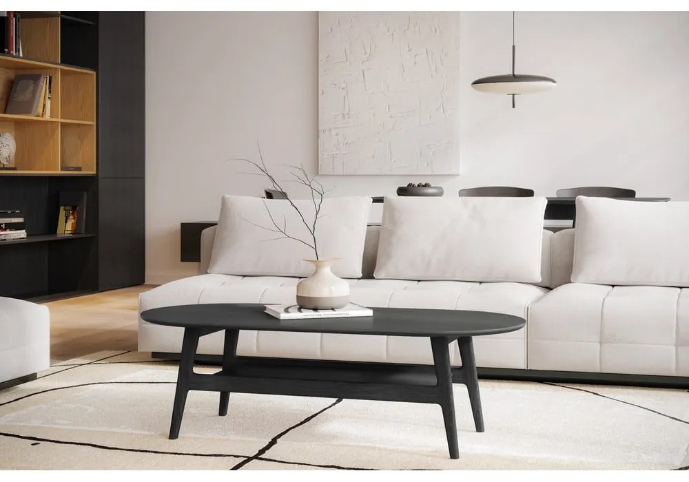 Tavolino da salotto nero con effetto rovere 60x130 cm Curved – Woodman