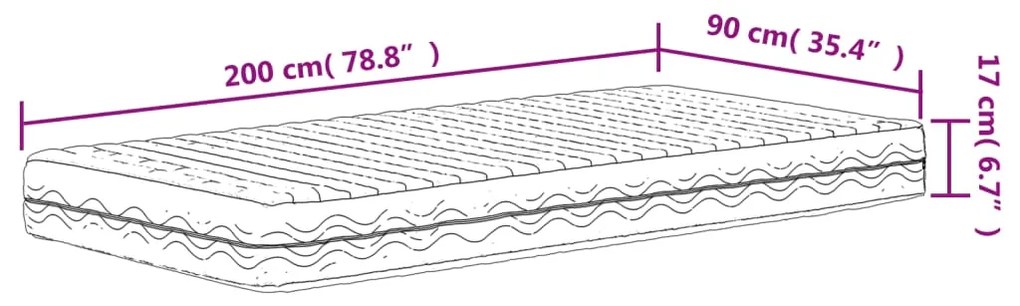 Materasso in Schiuma Bianco 90x200 cm Durezza H2 H3