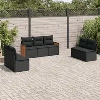 Set Divani da Giardino con Cuscini 7pz Nero Polyrattancod mxl 88123