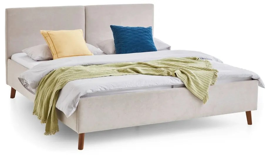 Letto matrimoniale imbottito beige con rete inclusa 180x200 cm Piano – Meise Möbel