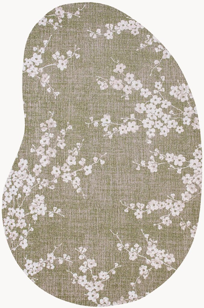 Tappeto jacquard lavabile da interno-esterno dalla forma organica Sakura