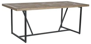 Tavolo da Pranzo Home ESPRIT Nero Naturale Metallo Abete 195 x 90 x 76 cm