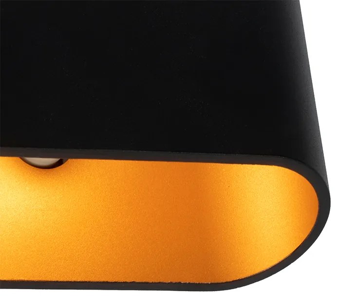 Applique da parete moderna nera con interno dorato ovale - Alone