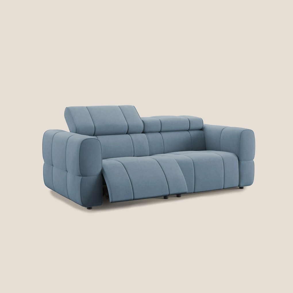 Giotto Divano modulare con opzione relax elettrico in microfibra effetto velluto impermeabile T09