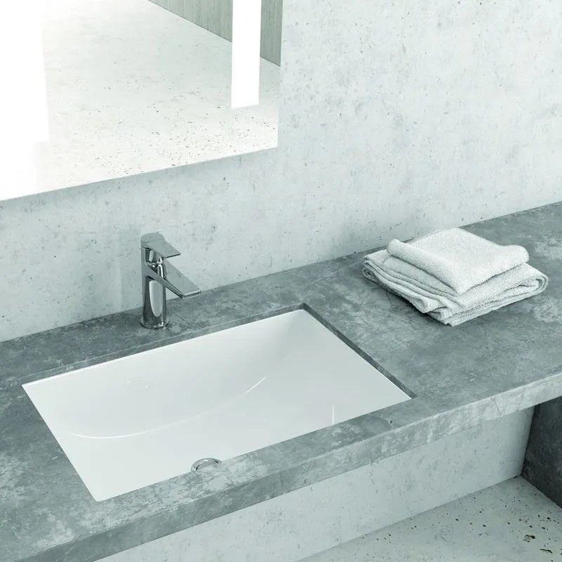 Kamalu - lavabo da incasso sottopiano rettangolare ceramica bianca | litos-652