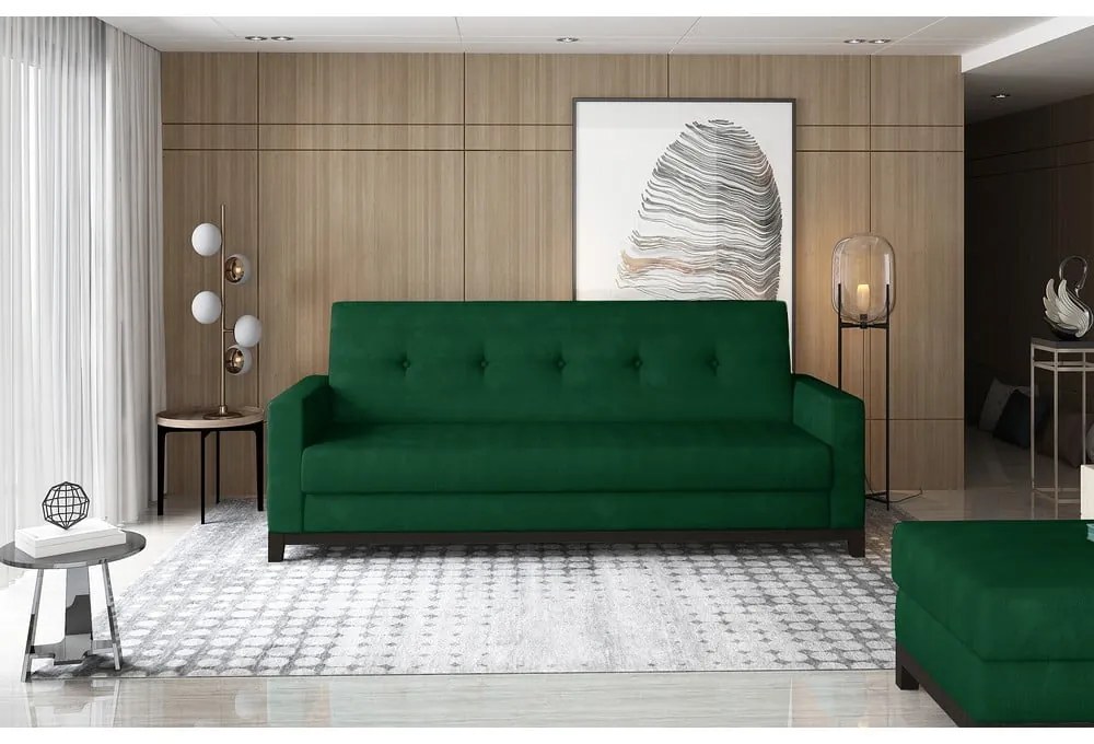 Divano verde allungabile/con contenitore e rivestimento in velluto 216 cm Selene – ELTAP