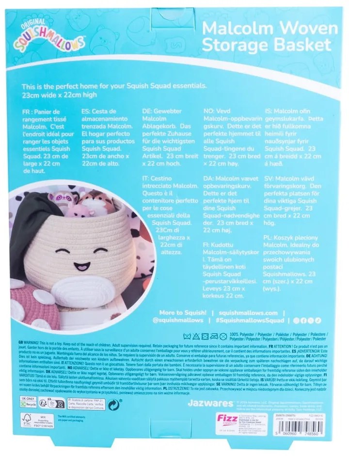 Cesta per giochi da bambino beige in tessuto ø 23x22 cm Fizz Malcolm – SQUISHMALLOWS