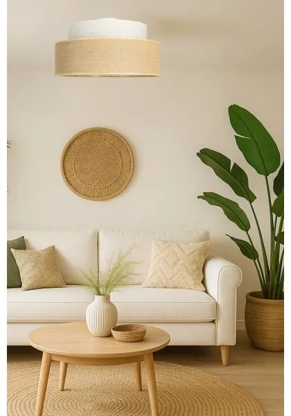 Plafoniera BOHO 1xE27/60W/230V diametro 40 cm color crema/beige