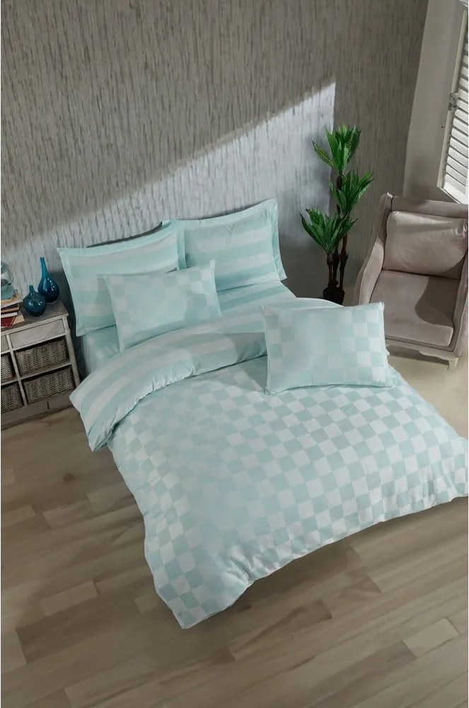 Biancheria da letto color menta in tessuto damascato per letto matrimoniale 200x200 cm Kareli – Mijolnir