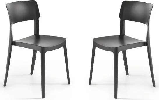 Sedia impilabile da giardino in polipropilene - FRA Antracite 2 pezzi